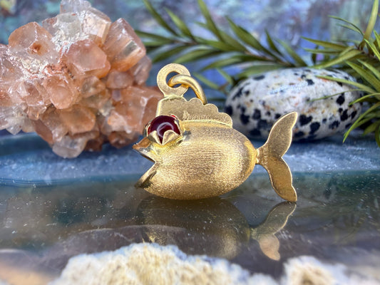 18 karaat gouden bolle vis hanger