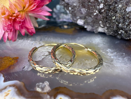 Zilveren bewerkte hoops