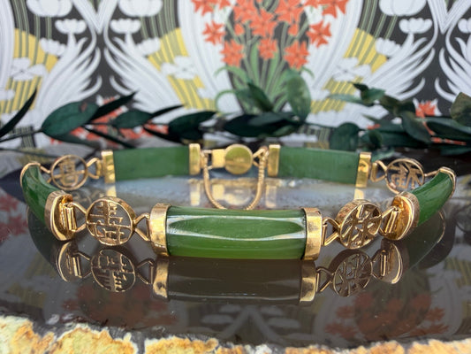 14 karaat gouden jade armband