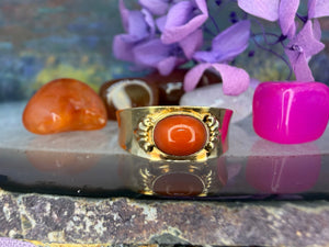14 karaat gouden bloedkoraal ring 14 karaat gouden bloedkoraal ring
