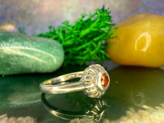 Zilveren pinkring met glas