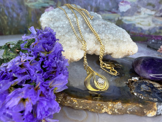 8 karaat ketting met diamant hanger