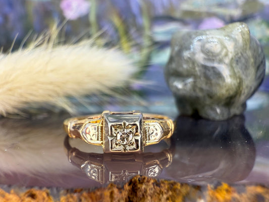 10 karaat Edwardiaanse ring met diamant