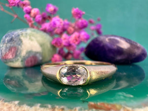 9 karaat gouden ring met aquamarijn 9 karaat gouden ring met aquamarijn