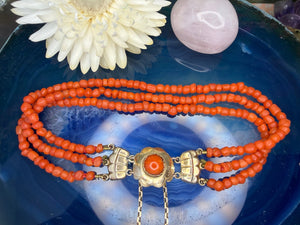 14 karaat gouden bloedkoraal armband 14 karaat gouden bloedkoraal armband