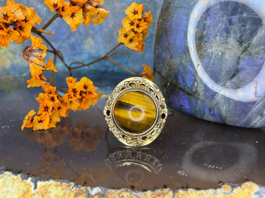 14 karaat gouden tijgeroog ring