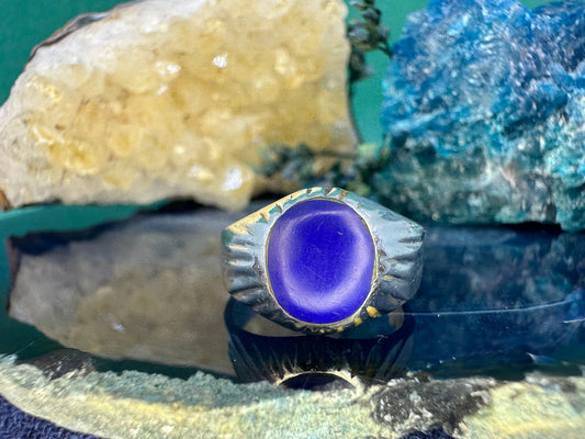 Zilveren ring met blauwe steen