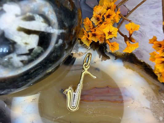 18 karaat gouden saxofoon hanger