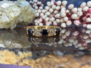 14 karaat gouden ring met saffier en diamant 14 karaat gouden ring met saffier en diamant