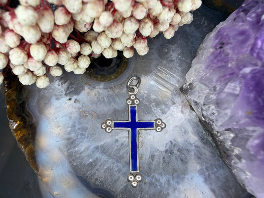 Zilveren emaille kruisje