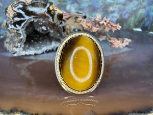 14 karaat gouden tijgeroog ring 14 karaat gouden tijgeroog ring