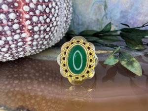 14 karaat gouden chrysopraas ring 14 karaat gouden chrysopraas ring