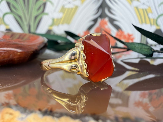 14 karaat gouden carneool ring