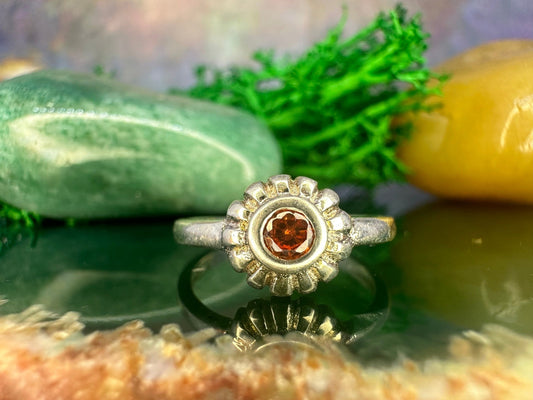 Zilveren pinkring met glas