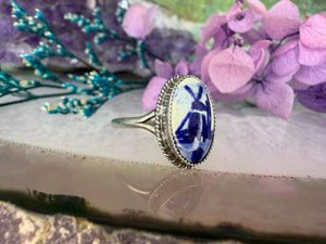 Zilveren delfts blauwe ring Zilveren delfts blauwe ring