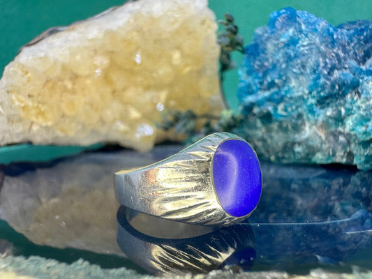 Zilveren ring met blauwe steen