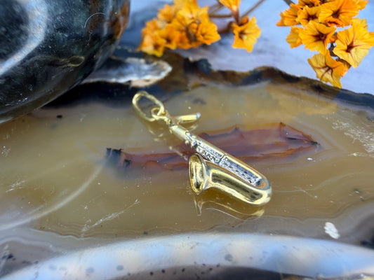 18 karaat gouden saxofoon hanger