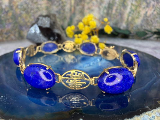 14 karaat gouden lapis armband