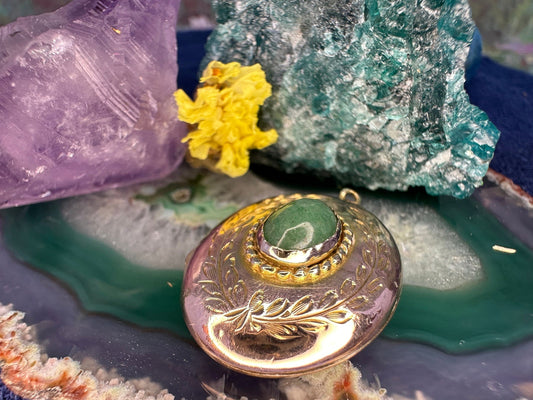 9 karaat gouden locket met aventurijn