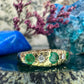 9 karaat ring met smaragd en diamant
