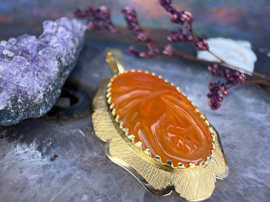 14 karaat gouden carneool hanger