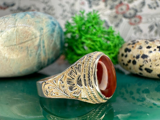 Zilveren ring met carneool agaat