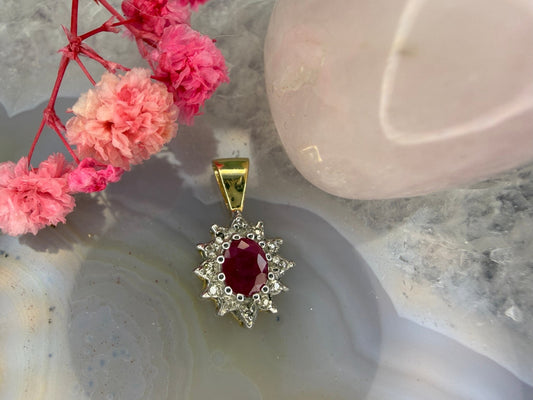 14 karaat gouden robijn hanger