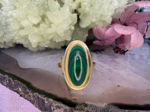 14 karaat gouden malachiet ring