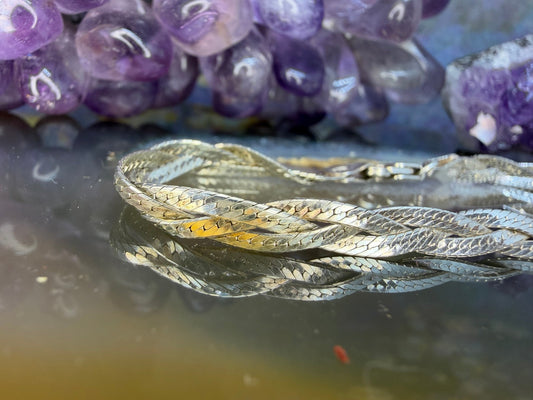 Zilveren gevlochten visgraat armband