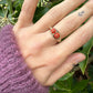 14 karaat gouden ring met bloedkoraal