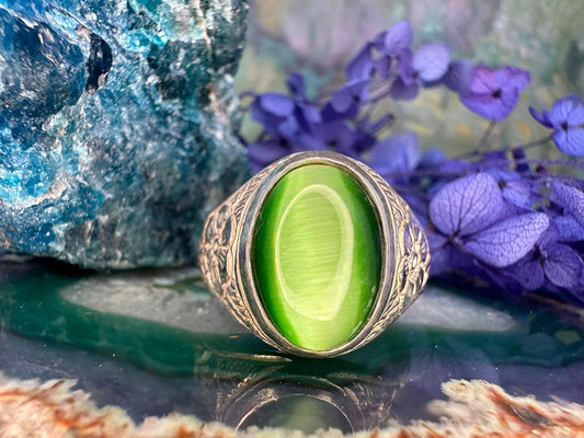Zilveren ring met cat’s eye