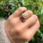 18 karaat gouden ring met robijn en spinel