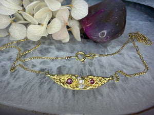 14 karaat gouden robijn en diamant ketting