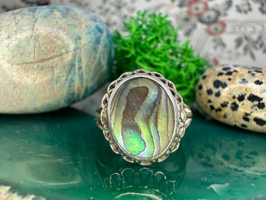 Zilveren ring met paua schelp