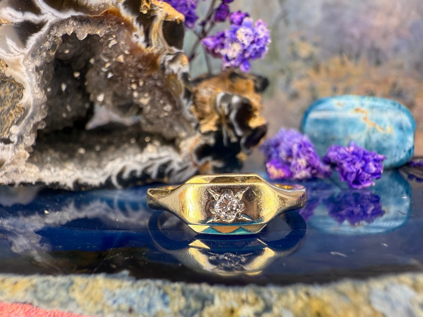 14 karaat gouden ring met diamant