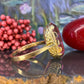 18 karaat gouden ring met roze steen