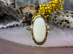 14 karaat gouden opaal ring