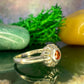 Zilveren pinkring met glas