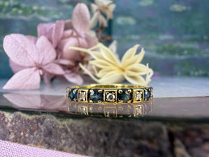 14 karaat gouden saffier en diamant ring