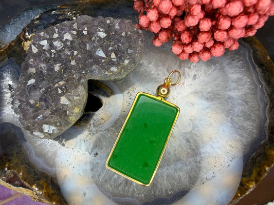 14 karaat gouden chrysopraas hanger