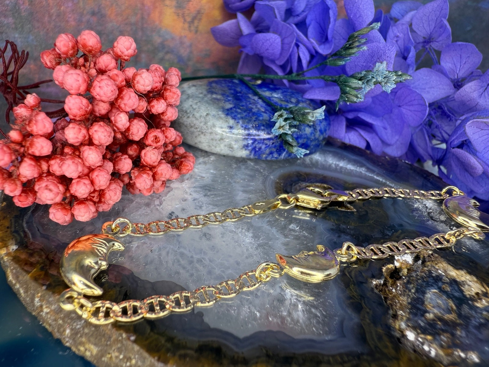 18 karaat gouden armband met maantjes