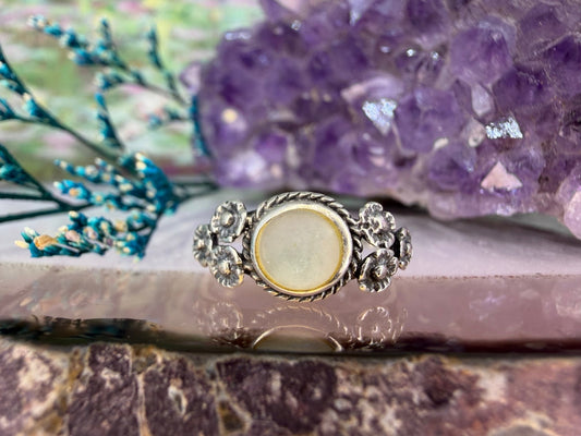 Zilveren parelmoer ring