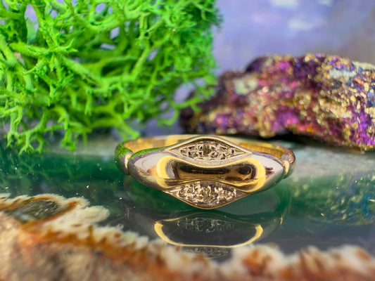14 karaat gouden ring met diamantjes