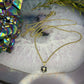 14 karaat gouden ketting en hanger met saffier en diamant