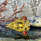 14 karaat gouden ring met roze steentjes