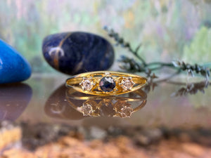 18 karaat gouden saffier en diamant ring