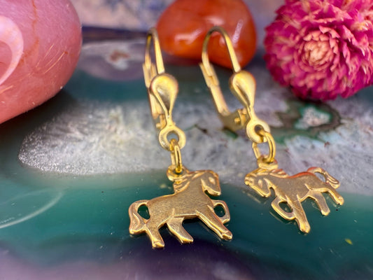 14 karaat gouden paarden oorbellen