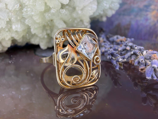 14 karaat gouden aquamarijn ring