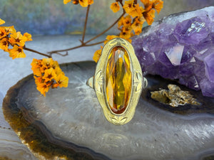 14 karaat gouden gele saffier ring
