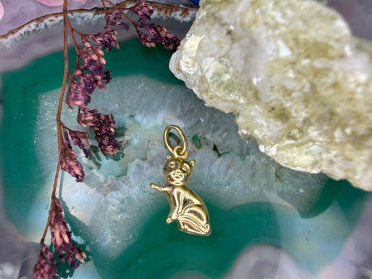 18 karaat gouden poezen hanger